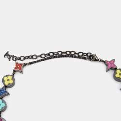 Pre Owned Louis Vuitton Monogram Party Enamel Black Metal Necklace