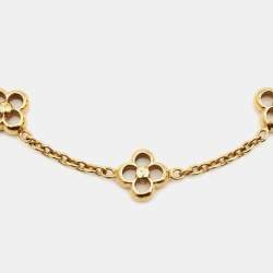 Pre Owned Louis Vuitton Flower Motif Gold Tone Station Bracelet