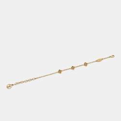 Pre Owned Louis Vuitton Flower Motif Gold Tone Station Bracelet