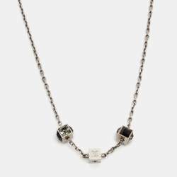 Pre Owned Louis Vuitton Gamble Crystals SIlver Tone Necklace