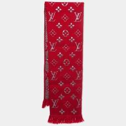 Louis Vuitton Red Wool/Silk Logomania Scarf
