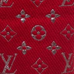 Pre Owned Louis Vuitton Red Wool Logomania Shine Scarf