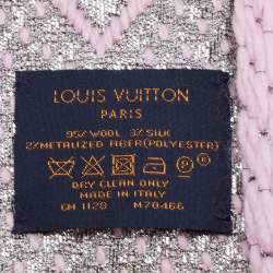 Pre Owned Louis Vuitton Pink Wool Logomania Shine Scarf