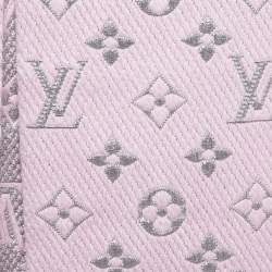 Pre Owned Louis Vuitton Pink Wool Logomania Shine Scarf