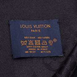Pre Owned Louis Vuitton Black Silk & Wool Classique Monogram Shawl
