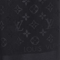 Pre Owned Louis Vuitton Black Silk & Wool Classique Monogram Shawl