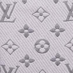 Pre Owned Louis Vuitton Pearl Grey Wool Logomania Shine Scarf