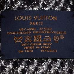 Pre Owned Louis Vuitton Black Wool Logomania Shine Scarf