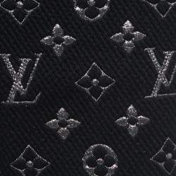 Pre Owned Louis Vuitton Black Wool Logomania Shine Scarf