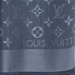 Louis Vuitton Carbon Grey Silk & Wool Classique Monogram Shawl