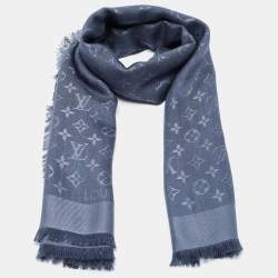 Louis Vuitton Carbon Grey Silk & Wool Classique Monogram Shawl