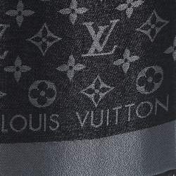 Pre Owned Louis Vuitton Black Silk & Wool Monogram Shine Shawl