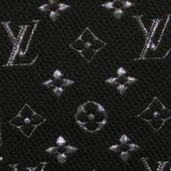 Pre Owned Louis Vuitton Black Wool & Silk Logomania Shine Scarf