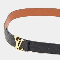 مملوكة مسبقًا Louis Vuitton Black Leather LV Buckle Belt 85CM