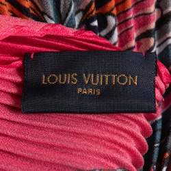 Pre Owned Louis Vuitton Pink/Black Angels Print Silk Plisse Scarf 