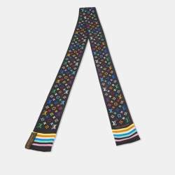 Pre Owned Louis Vuitton Black/Multicolor Monogram Silk Bandeau Scarf