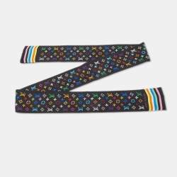 Pre Owned Louis Vuitton Black/Multicolor Monogram Silk Bandeau Scarf