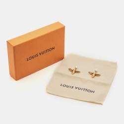 Louis Vuitton Louisette Faux Pearl Gold Tone Earrings 