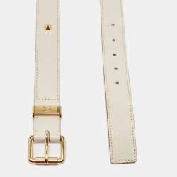Pre Owned Louis Vuitton Off White Suhail Leather Studded Buckle Belt 90CM