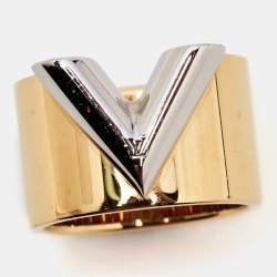 Pre Owned Louis Vuitton Essential V Two Tone Ring Size 54