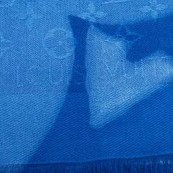 Pre Owned Louis Vuitton Blue X-Ray Chale Monogram Silk & Wool Shawl