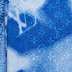 Pre Owned Louis Vuitton Blue X-Ray Chale Monogram Silk & Wool Shawl