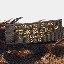 Pre Owned Louis Vuitton Brown Leopard Print Cashmere Blend Stephen Sprouse Graffiti Scarf