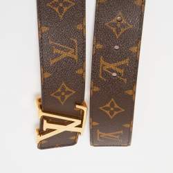 Pre-owned Louis Vuitton Monogram Canvas Lv Initiales Belt 85cm In Brown