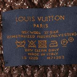 Pre Owned Louis Vuitton Brown Logomania Wool Shine Scarf