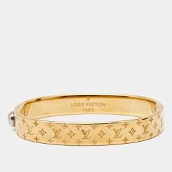 Pre Owned Louis Vuitton Nanogram Cuff Two Tone Bracelet