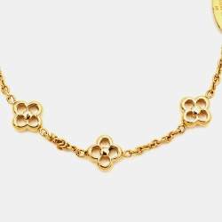 Pre Owned Louis Vuitton Flower Motif Gold Tone Station Bracelet