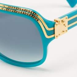 Louis Vuitton Teal Z0096W Gold Plated Millionaire Gradient Square Sunglasses
