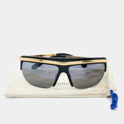 Pre Owned Louis Vuitton Black & Gold/Black Z0952E Rectangle Sunglasses