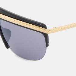 Pre Owned Louis Vuitton Black & Gold/Black Z0952E Rectangle Sunglasses
