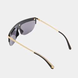 Pre Owned Louis Vuitton Black & Gold/Black Z0952E Rectangle Sunglasses