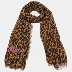 LOUIS VUITTON Cashmere Silk Leopard Stole Brown, FASHIONPHILE