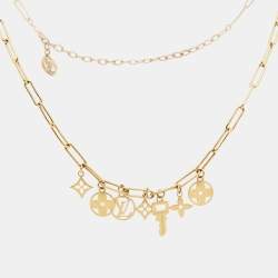 Pre Owned Louis Vuitton Necklace Monogram Collier Roman Holiday Gold Tone Necklace