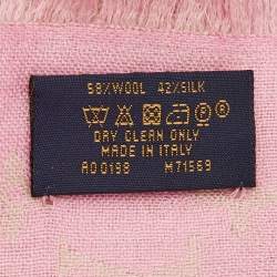 Louis Vuitton Pink Monogram Wool & Silk Shawl