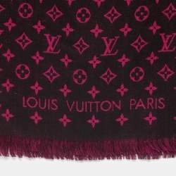 Pre Owned Louis Vuitton Black & Pink So Monogram Wool & Silk  Scarf