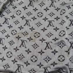 Pre Owned Louis Vuitton Black Monogram Denim Wool & Silk Shawl