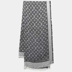 Louis Vuitton Black Monogram Denim Wool & Silk Shawl