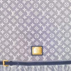 Pre Owned Louis Vuitton Navy Blue Monogram Denim Printed Silk Square Scarf