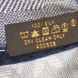 Pre Owned Louis Vuitton Navy Blue Monogram Denim Printed Silk Square Scarf