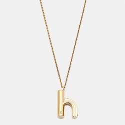Pre Owned Louis Vuitton LV & Me Letter h Gold Tone Necklace