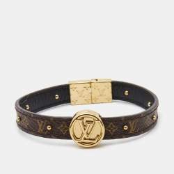 LOUIS VUITTON Bracelet Monogram Chain Size L Silver/Black M1205L Metal Louis  Vuitton
