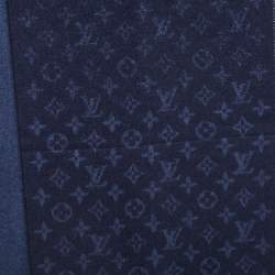 Pre Owned Louis Vuitton Navy Blue Monogram Gradient Cashmere & Wool Scarf