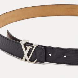 Pre Owned Louis Vuitton Black Epi Leather LV Initials Belt 85CM