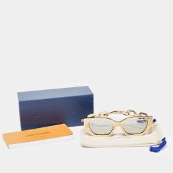Pre Owned Louis Vuitton Gold/Black Mirrored Monogram Metal LV Edge Sunglasses