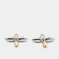 Pre Owned Louis Vuitton Louisette Macro Two Tone Earrings