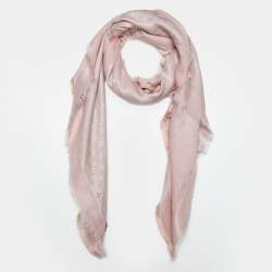 Pre Owned Louis Vuitton Pink Lure Monogram Silk Square Shawl